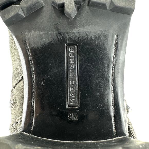 Marc Fisher Arianna Women Gray Moto Boot Size 9 Suede Block Heel Mid-Calf Bootie - Picture 12 of 15